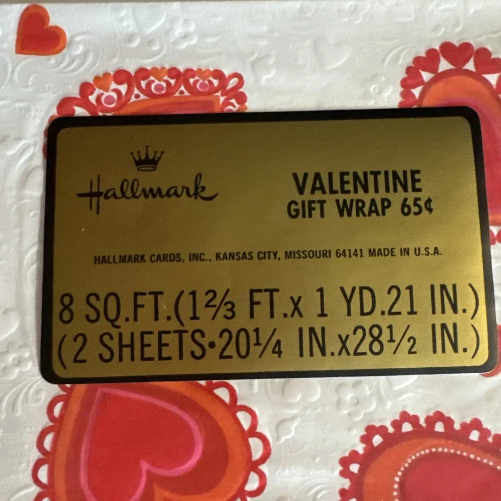 Hallmark Valentine Gift Wrap Paper Lot of 2 Packs Vintage 80s‎ Embossed Floral